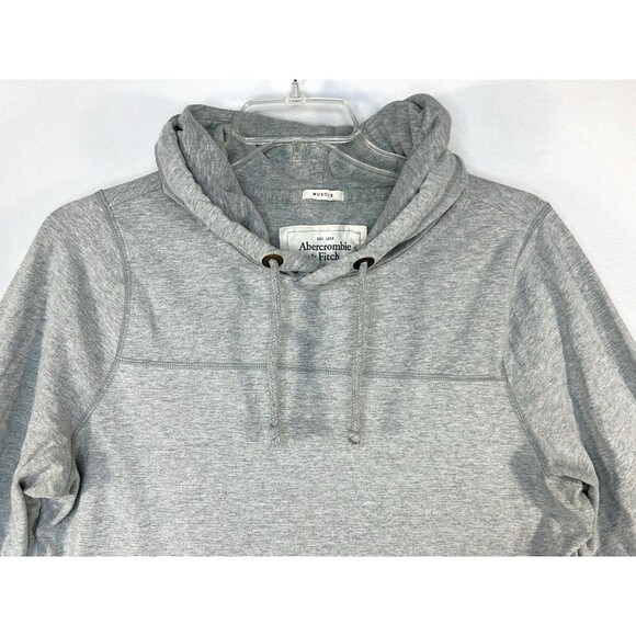 Vintage Abercrombie & Fitch Hoodie Men's 2XL Gray Muscle Fit Y2K Lightweight - Picture 2 of 9